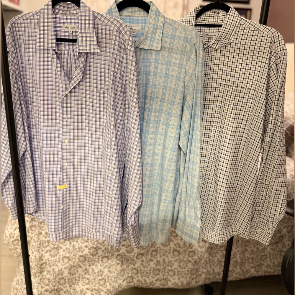 Peter Millar Men's Checkered Dress Shirts - Purple, Blue, Black
